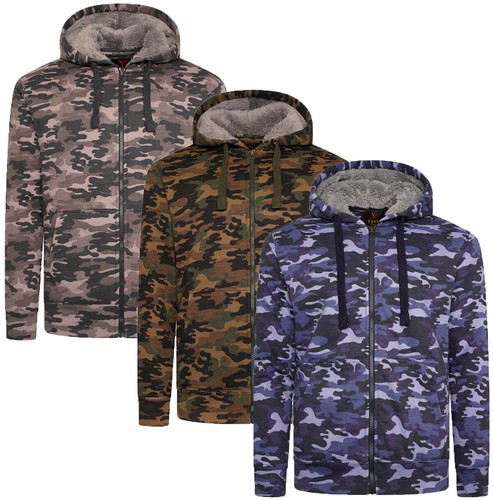 Mens camouflage hooded sherpa - camouflage,
