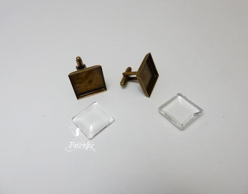 Pair square bronze plated - 1,