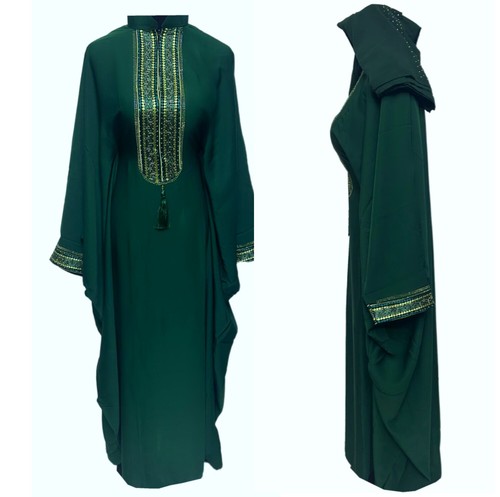 Green batwing abaya - batwing, farasha
