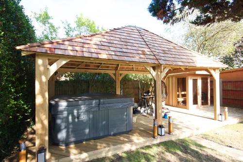 Oak gazebo with 5 6 - x,