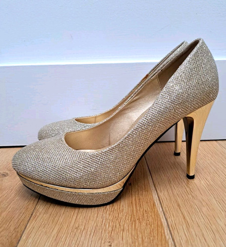 Gold sparkly court - sparkly, shoes