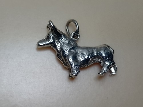 Vintage silver welsh corgi dog - vintage,