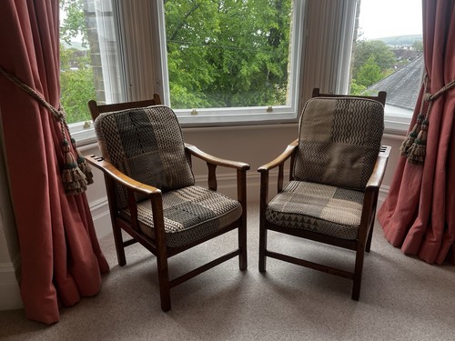 Pair oak empire armchairs - empire,