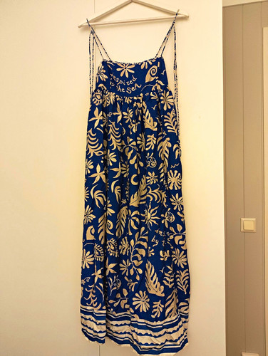 Blue white floral maxi - white,