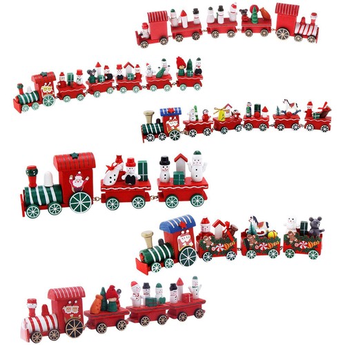 Wooden xmas train toy - wooden, merry