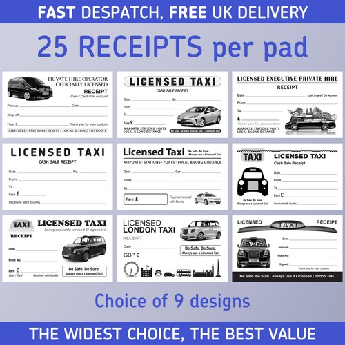 Blank receipts taxi minicab - receipts,