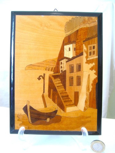 Vintage marquetry scene - marquetry,