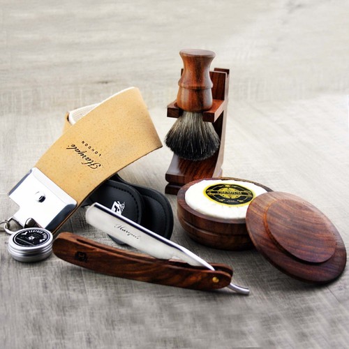 Vintage wooden shaving set - wooden,