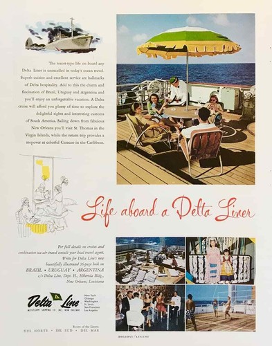 1952 delta line cruises print - line,