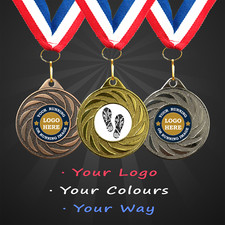 Personalised Running Medals with Ribbon + Engraving + Your Logo