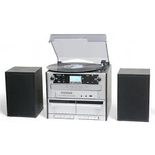 Steepletone Phoenix 6-in-1 Music Centre Bluetooth CD Record Player FM Radio MP3