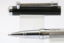 Vintage Harvey Makin Lined Polished Chrome & Black Rollerball Pen (New Refll)