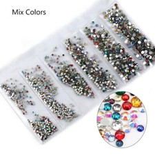 1400pcs 6 Size Diamante Gems Crystal Rhinestone MIXED 3D Nail Art Decoration UK