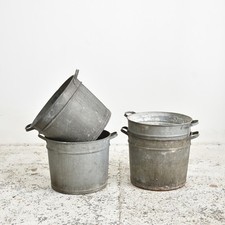 Antique Vintage Vintage Galvanised Zinc Bucket Garden Planter -  Large