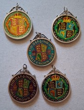 5x Half Crown Enamelled Coins