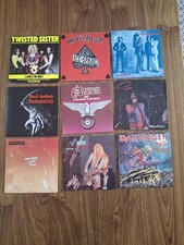 Vinyl Records 7' Singles Collection Rock Heavy Heavy Metal 9 Discs.