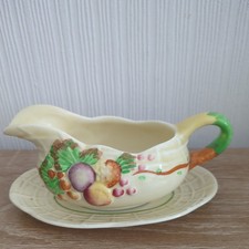 Vintage Royal Staffordshire AJ Wilkinson Fruit & Basket Creamer Jug & Plate 