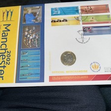2002 England Commonwealth Games Uncirculated £2 Coin,Stamp Cover FDC