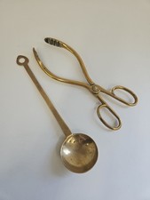 Vintage Brass Fire Tongs and