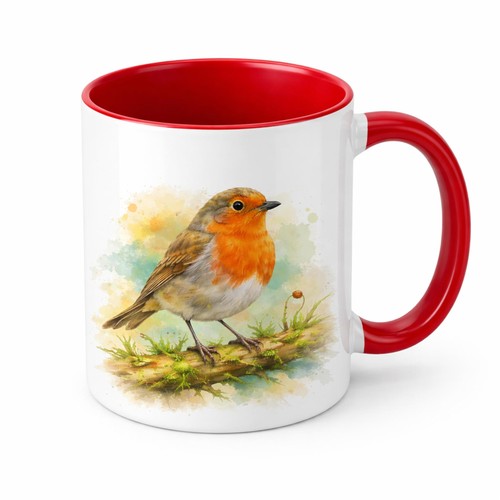 Robin watercolour mug - watercolour,