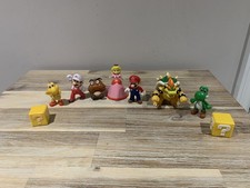 Mario 9 X Plastic Figure Cake Topper Bundle Bowser Princess Peach Yoshi Super