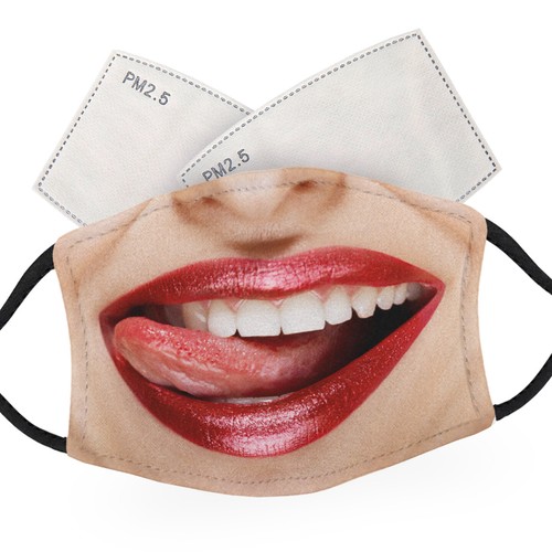 Licking lips female face - lips,