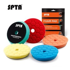 SPTA 5Pcs 5 inch (125mm) Hex-Logic Buffing Polishing Foam Pads for Car Polisher