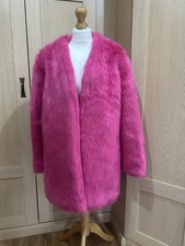 Pretty Little Thing Faux Fur Coat-Hot Pink-Size 14