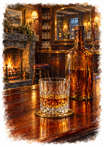 Irish pub whiskey firelight - irish, by