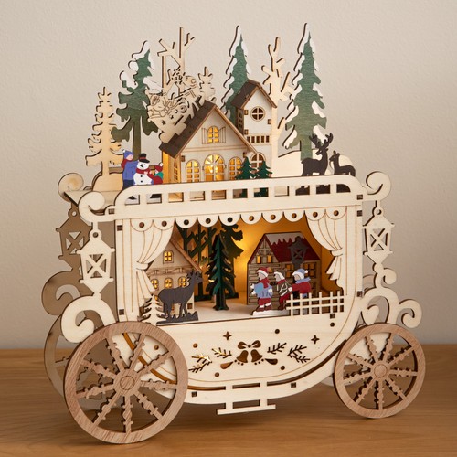 25cm light wooden christmas - light, up