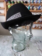 Black Felt Trilby hat Pure wool  Pork pie  One size ~ John Lewis
