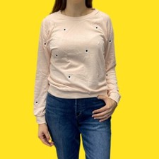 WILDFOX All Over Daisies Jumper, Fun Floral Embroideries, Pink, UK Large