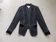 H&M Trend black slim fit evening jacket embroidery and velvet detail SIZE 8