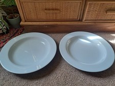 Ikea 365+ Pryke Extra Large White Rimmed Pasta Bowls X 2/ 32 Cm