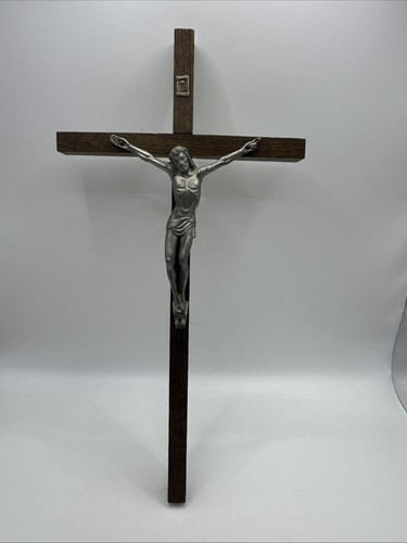 Vintage french wooden crucifix - french,