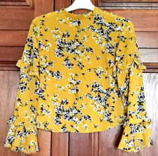 Primark size 6 dark mustard floral print long sleeve blouse