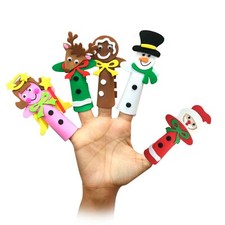Foam Finger Puppets Christmas Kids Party Babies Toy School Festive (5 Pack)
