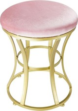 Velvet Round Vanity Stool,Pink