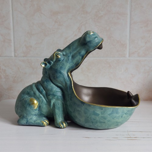 Open mouth hippo figurine - open,