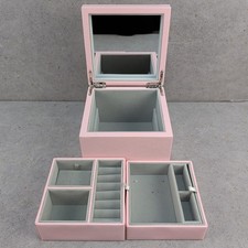 Pandora Pink Jewellery Box with Mirror Travel Case Organiser Storage
