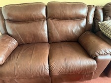 Brown Leather 2 Seater Sofas 2x3 Seater Sofas in Matching Set