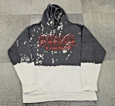 Official Stranger Things Graphic White/Grey Tie-Dye Hoodie Adults- Medium
