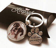 Personalised Photo Gift Memory Keyring Cat Dog Paw Pet Loss Present Memorial
