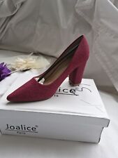 Fuchsia shimmer block heel court shoes size 4 37 