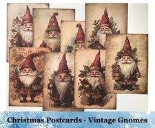 Christmas Postcards - Vintage Gnomes - Hand Made Postcards