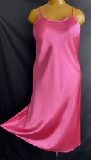 Nine X Long Nightdress Slip Gown Bright Pink Slippery Glossy Liquid Satin UK 5XL