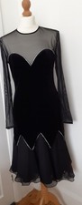 Frank Usher Vintage Black Velvet Cocktail  Dress Size 12