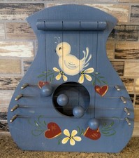 Vtg Blue Hand-Painted Wooden