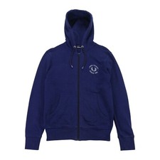Fred Perry Hoody Mens Small S Navy Blue Cotton Full Zip Logo Hoodie Sweatshirt