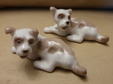 Pair Vintage Small Dogs USSR Lononosov China Jack Russell Spaniel Terrier Puppy